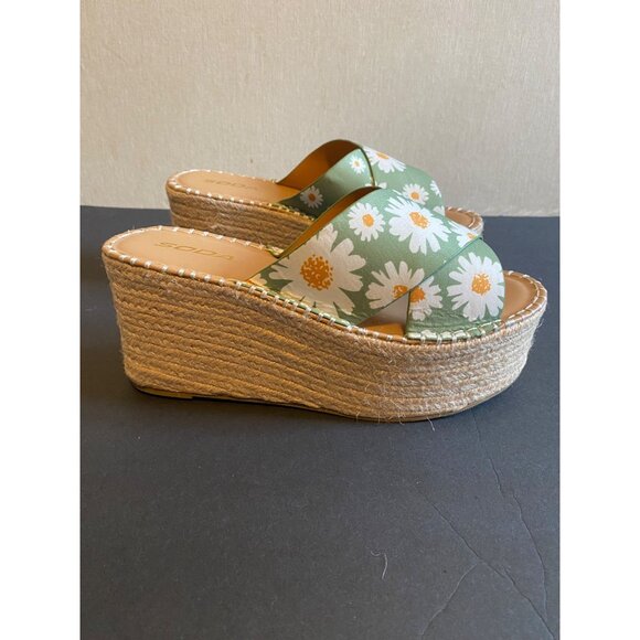 NWOB Soda Mint Green With Daisy Cross Front Espadrille Slides 6.5 - Picture 3 of 5